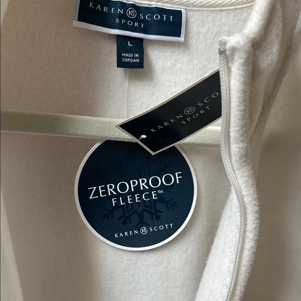 Karen Scott Cream Fleece Jacket - Picture 3 of 5